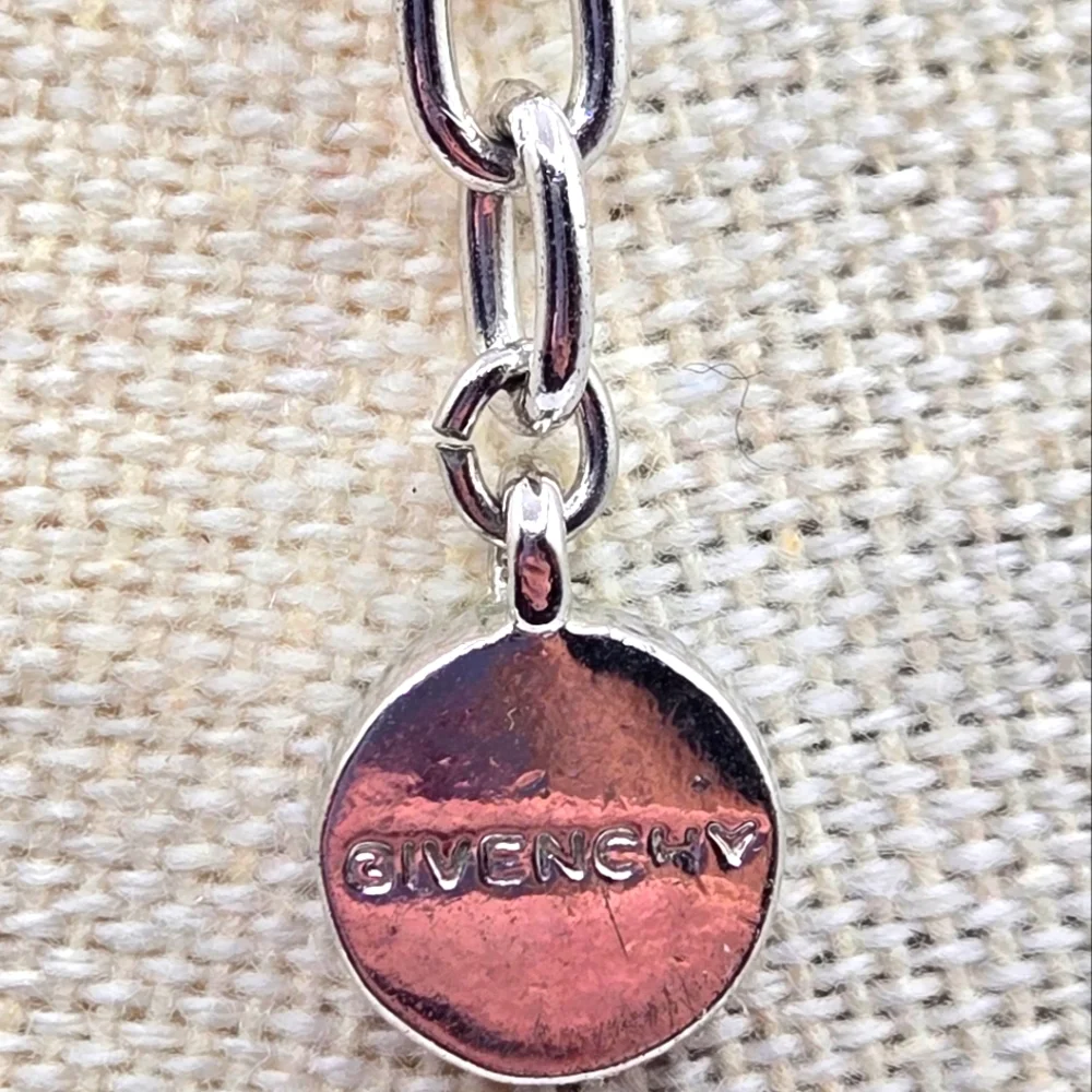 GIVENCHY Vintage Silver Tone Necklace Pink Crystal Pendant - Picture 8 of 8